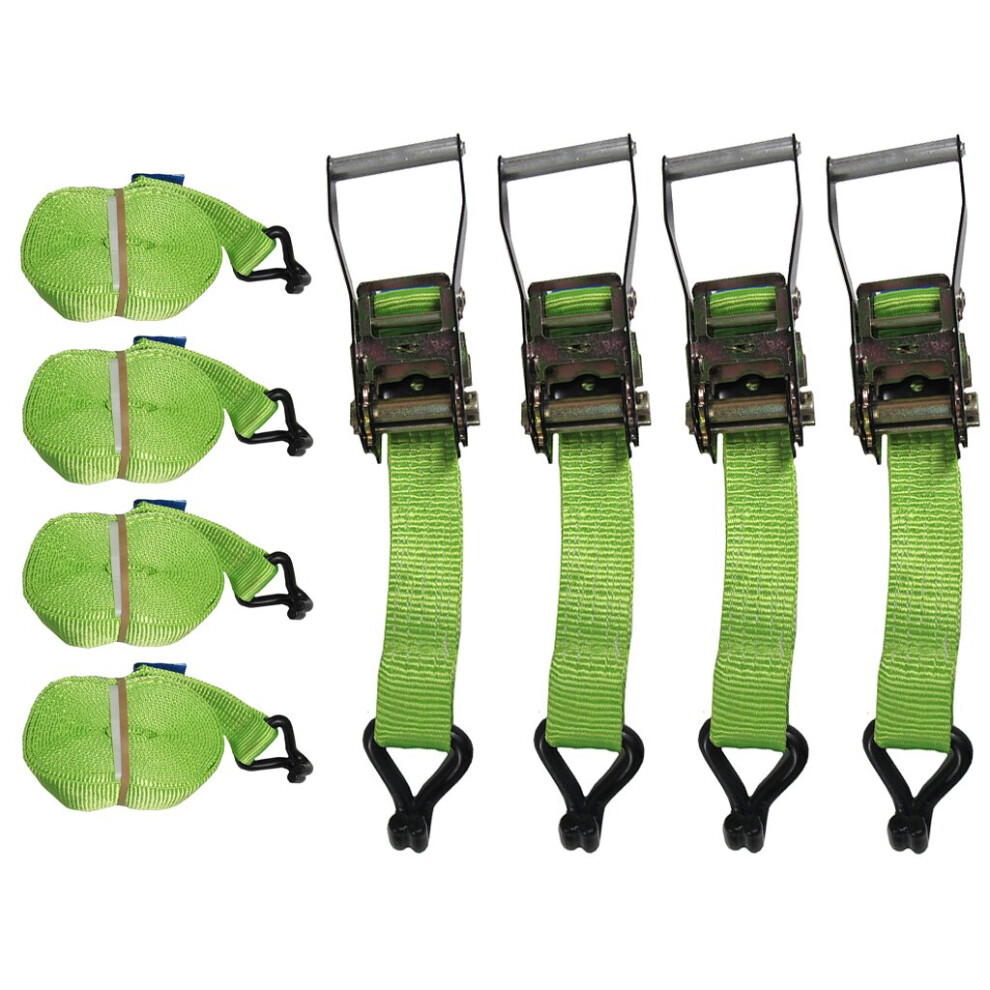 Tie Down Cargo Ratchet Straps X4 (5T 50Mm 8M Lashing Claw Hook Hi Vis) 600988493520
