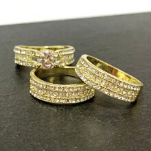 3pcs Set Mens Gorgeous Sapphire Engagement Ring Dazzling Jewelry Party Accessories Anniversary Gift Wedding Ring
