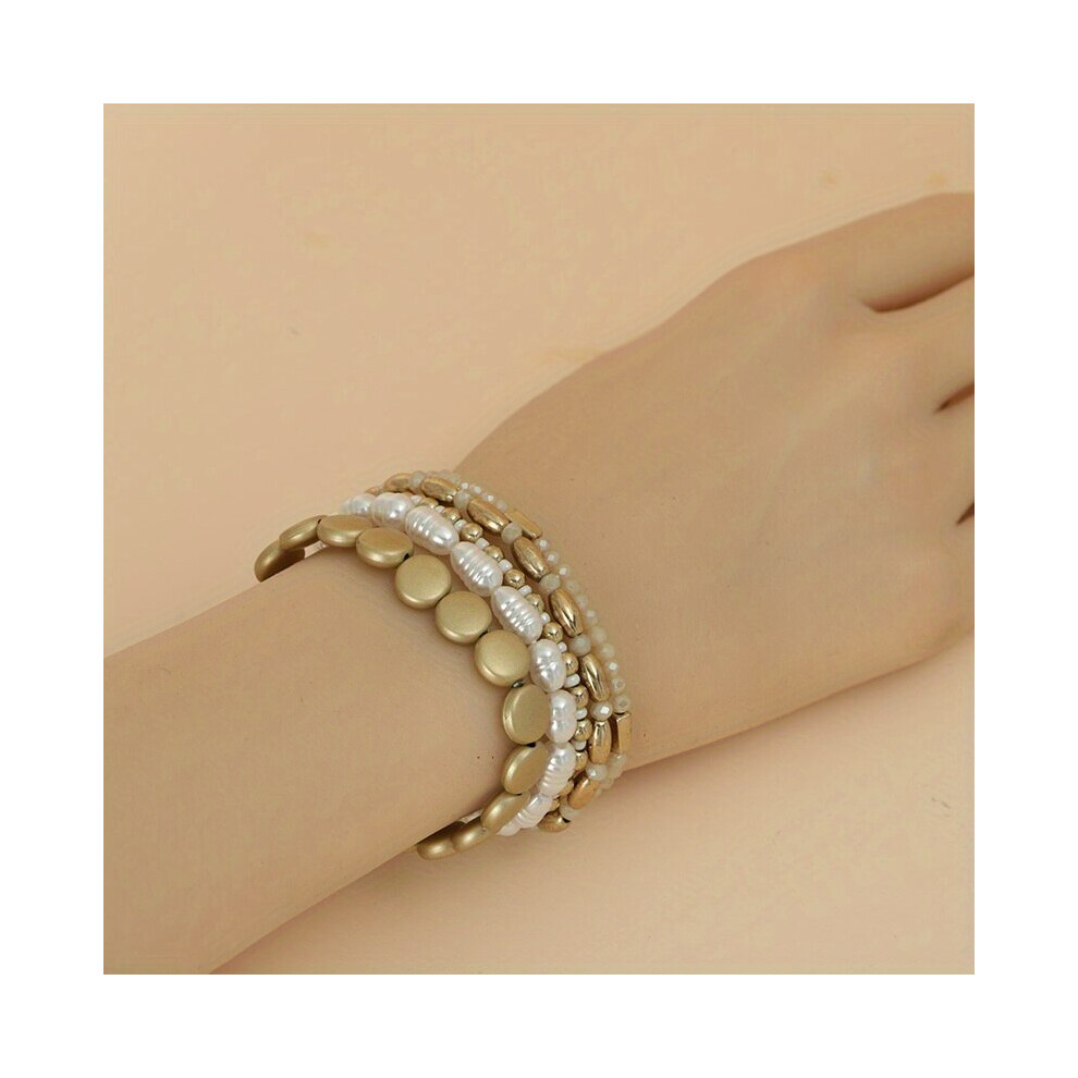 5pcs Bohemian Ethnic layers Faux Crystal Pearl Bracelets-image-OPC-PC2669P-NEW