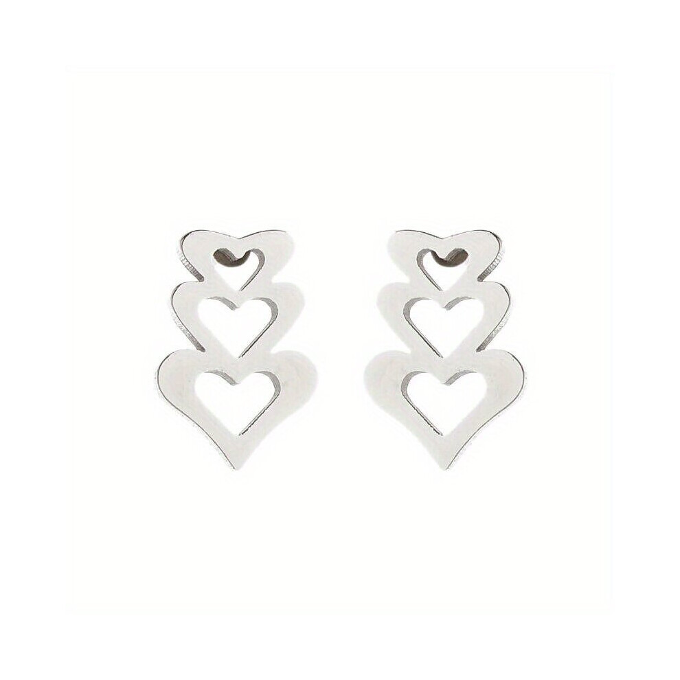 2pcs pair Mens Stainless Steel Coherent Heats Ear Studs & Fashionable Earring Accessories-image-OPC-PC267G5-NEW