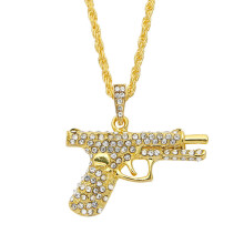 1pc Personality Artificial Diamond Pistol Pendant Necklace Mens Artificial Jewelry