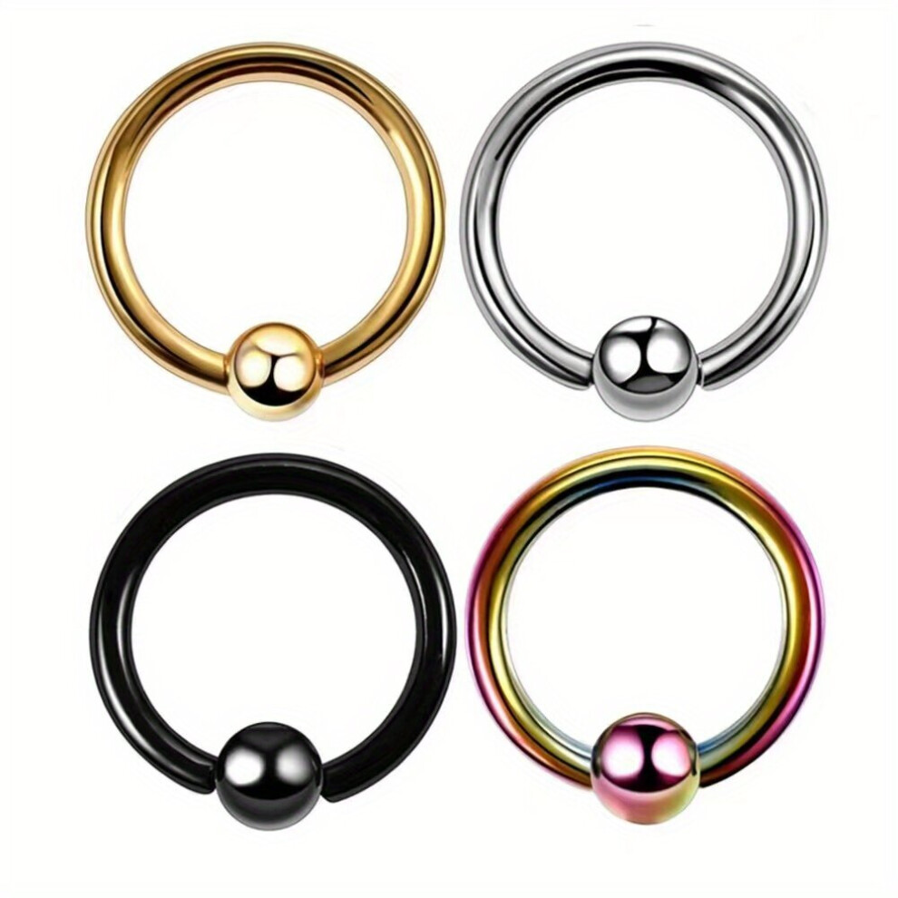 Multicoloured 4Pcs Set Stainless Steel Body Piercing Accessories Nose Ring Nose Nail Navel Nail Eyebrow Nail Tongue Nail Male And Female Piercing Accessories