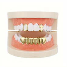 3pcs set Golden silvery rose Golden Teeth Grillz Hollow Hip Hop Style Top&Bottom Tooth Grill Cap For Teeth Party Jewelry Accessories For Unisex
