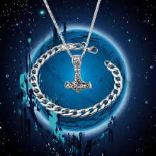 2 Pcs Mens Necklace Bracelet Set Set Of Mens Hammer Pendant Necklace And Cuban Adjustable Bracelet Jewelry For Men Pendant Gift For Men Couples Or W