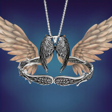 2 Pcs Mens Bracelet Necklace Set Green Angel Wings Wings Pendant Necklace And Angel Wings Bracelet Mens Jewelry Pendant Gift For Men Couples Or Wome