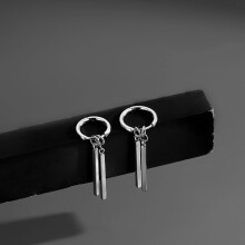 1 Paar Männer Hip Hop Lange Metall Bar Anhänger Ohrringe Edelstahl Ohrschmuck