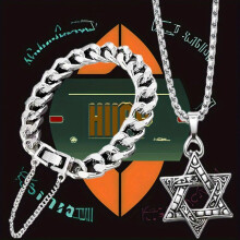 2 Pcs Mens Bracelet Necklace Combo Hexagram Pendant Necklace Plus Bracelet Jewelry For Men Pendant Gift For Men Couples Or Women