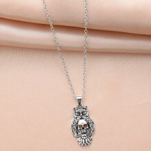 Jewelry Domineering Boys Titanium Steel Necklace Shaking Live Style Owl Pendant Mens Sweater Chain