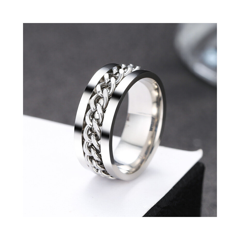 Rotate Rotating Anxiety Fidget Rings Titanium Stainless Steel Chain Spinner Finger Ring For Men Golden Punk Rock