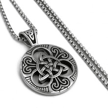 Retro Celtic Knot Pendant Necklace Punk Amulet Necklace For Men Hip Hop Sweater Clavicle Chain Boys Jewelry