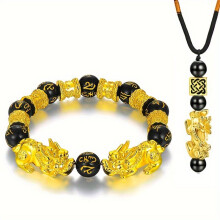 2 Pcs Mens Bracelet Necklace Set Pixiu Pendant Necklace Bracelet For Men Mens Jewelry And Pendant Gift For Men Couples Or Women