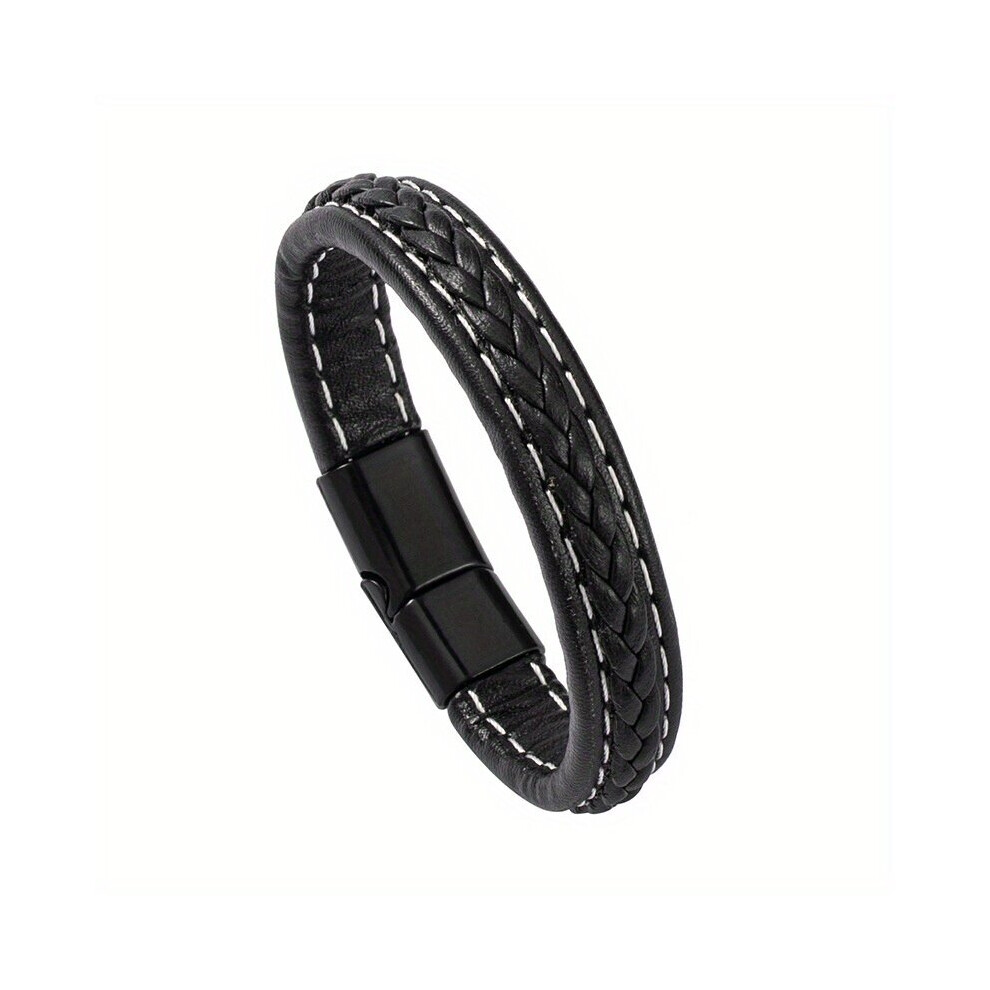 1pc PU Leather Woven Magnet Buckle Bracelet European And American Foreign Trade Bracelet Retro Street Photography Cross border Hot Jewelry-image-OPC-PC26BTF-NEW