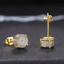 Mens Round Zirconia Stud Earrings