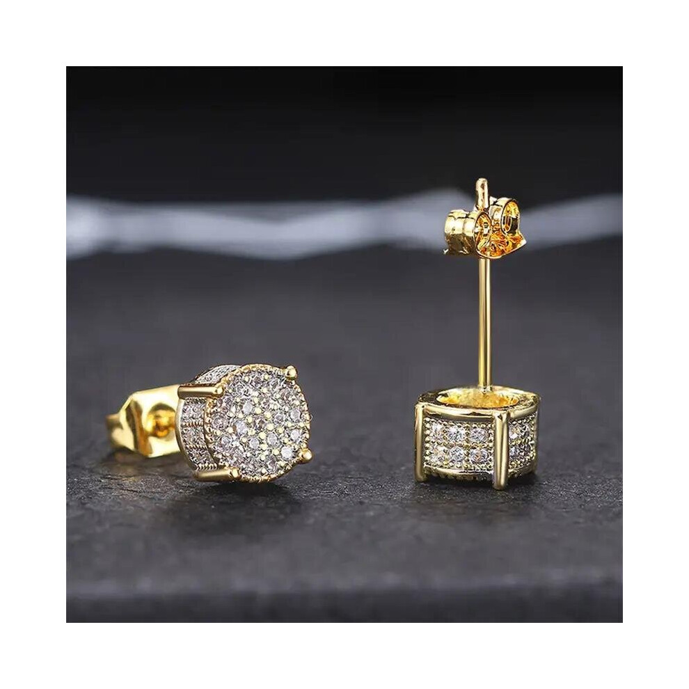 Mens Round Zirconia Stud Earrings