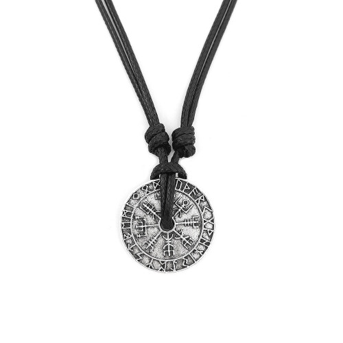 Vintage Nordic Viking Rune Compass Pendant Necklace For Men on OnBuy