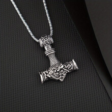 Vintage Viking Rune Hammer Pendant Punk Amulet Necklace For Men