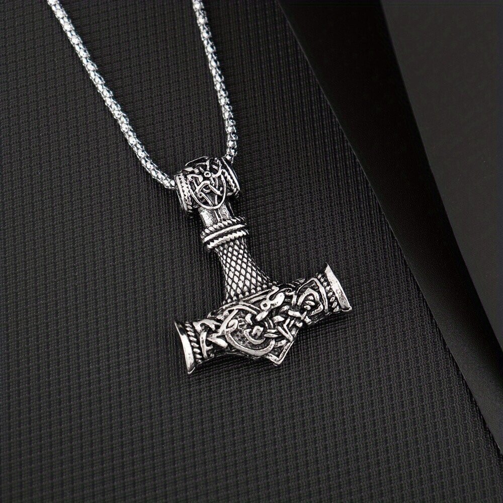 Prachtige sieraden, kettingen met hangers, vintage Viking amulet kettingen boetiek leeuwenkop Shielda ketting voor mannen roestvrij staal amulet sieraden/50 cm ketting (50 cm), Eén maat, Zink