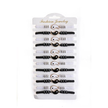 12pcs set Bracelets Matching Yin Yang Adjustable Cord Bracelets For Friendship Relationship Boyfriend Gift