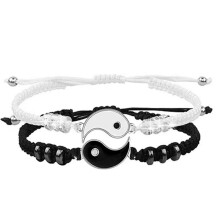 Bracelets For 2 Matching Yin Yang Adjustable Cord Bracelet For Bff Friendship Relationship Boyfriend Girlfriend Valentines Gift