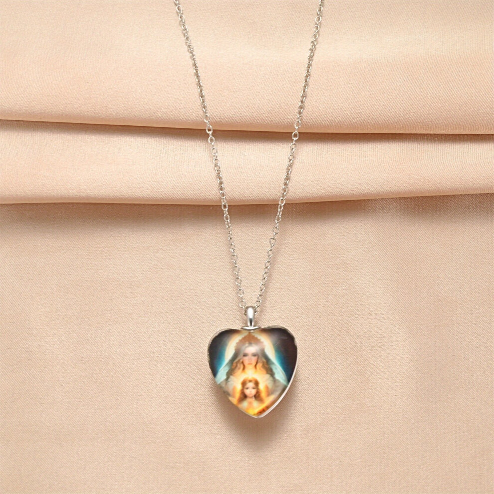 1pc Mens Jewelry Heart Shape Crystal Pendant With Mother And Daughter Headshots Party Jewelry For Men Thanksgiving Christmas Birthday Gift For Men Or-image-OPC-PC26CT8-NEW