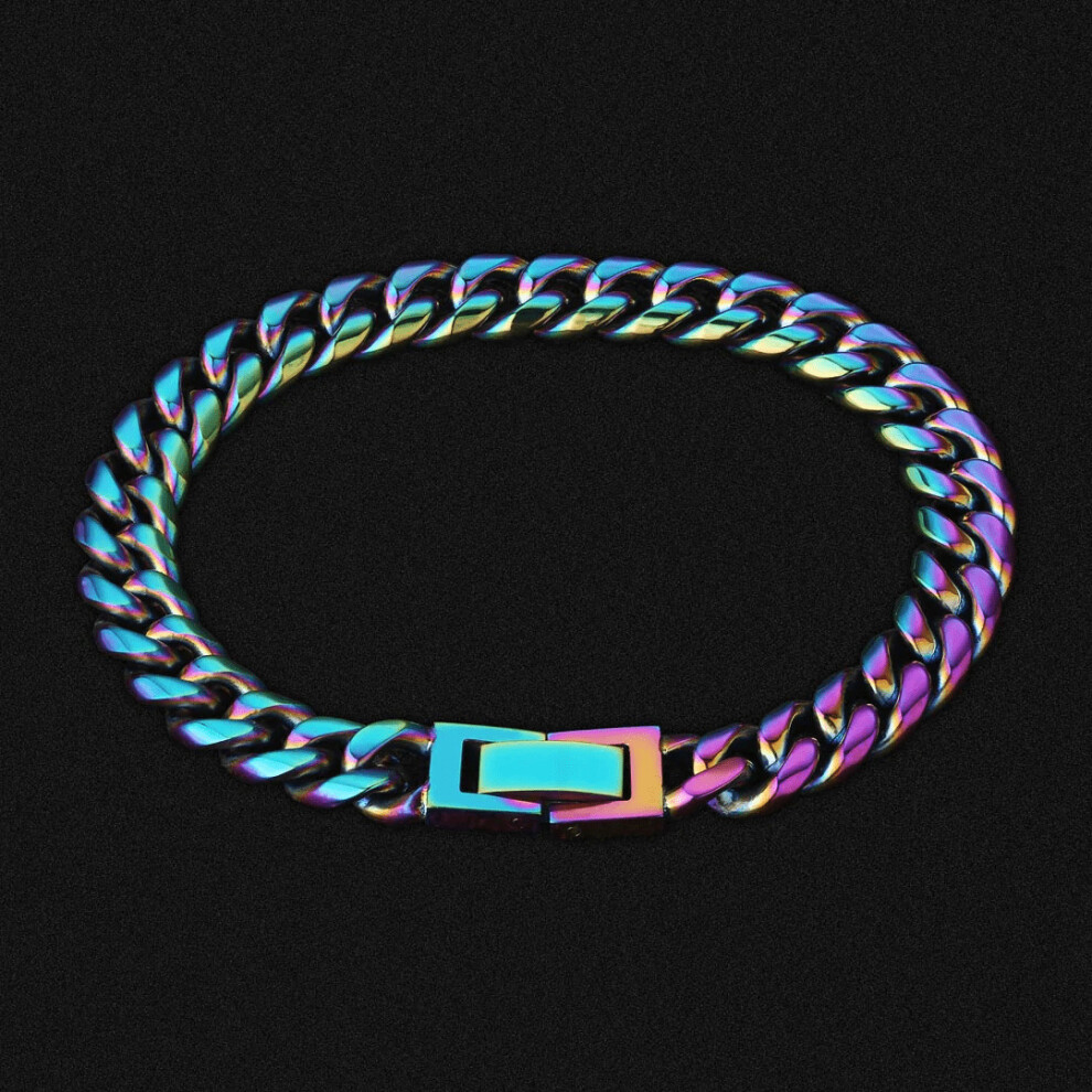 8Mm Rainbow Miami Cuban Link Bracelet Necklace For Men Multicoloured