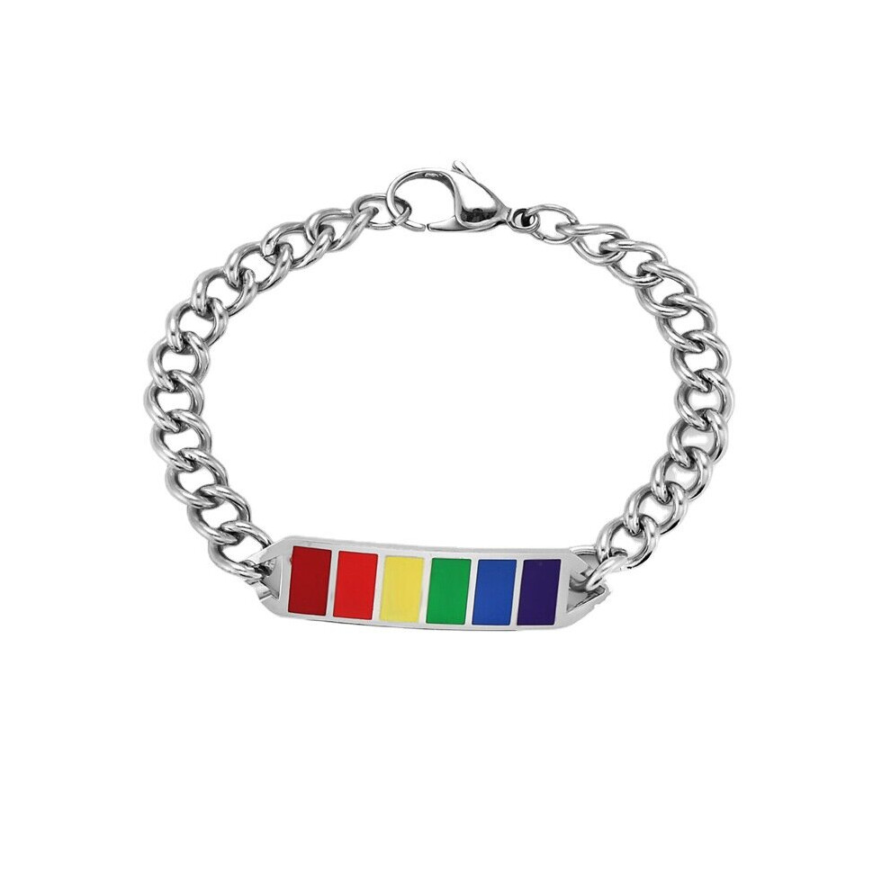 1pc Stainless Steel Rainbow Square Cube Link Bracelet For Friendship-image-OPC-PC26CXJ-NEW