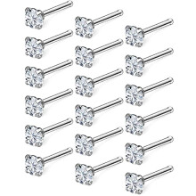 18Pcs 20G Nose Rings Stainless Steel Straight Screw L Shaped Nose Rings Piercing Jewelry