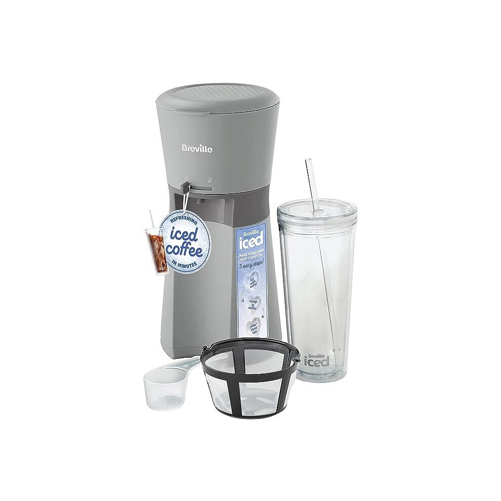 Breville Iced Coffee Maker | Plus Coffee Cup with Straw | Ready in Under 4 Minutes | Grey [VCF155]