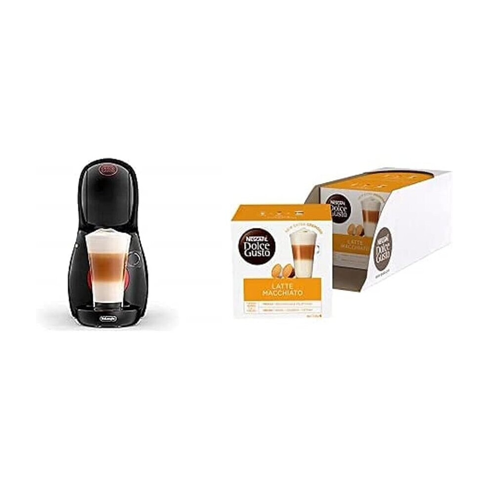 NescafÃ© Dolce Gusto DeLonghi Piccolo XS Black & Red + 48 Nescafe Dolce Gusto Latte Macchiato Coffee Pods