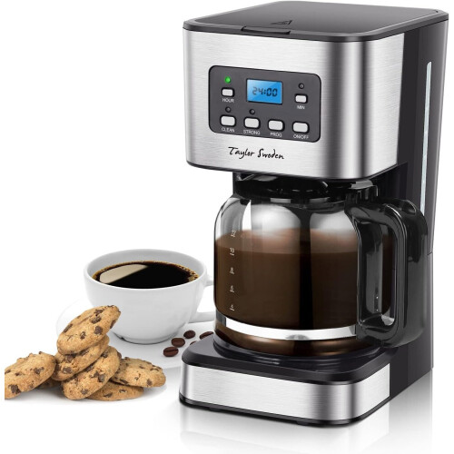 Taylor Swoden Filter Coffee Machine, Drip Coffee Maker with Programmable 24hr Timer, Keep Warm & Anti-Drip, Reusable Filter Fast Brewing - Darcy 9 1