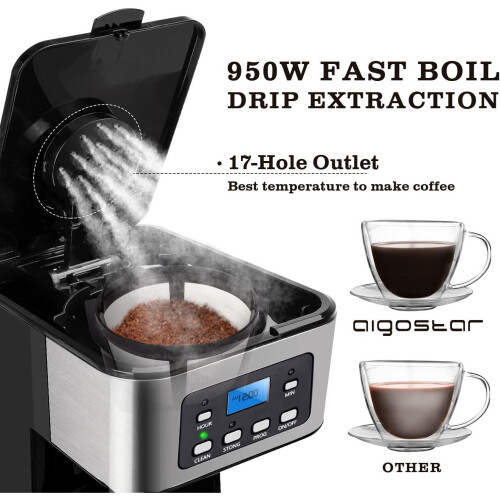 Taylor Swoden Filter Coffee Machine, Drip Coffee Maker with Programmable 24hr Timer, Keep Warm & Anti-Drip, Reusable Filter Fast Brewing - Darcy 9 2