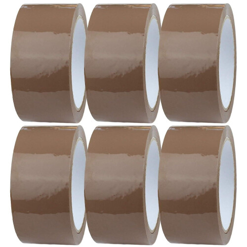 (48mm X 66m) 6 X Brown Packaging Tape Rolls Packaging Tape for Packing Parcels, Boxes, Postage