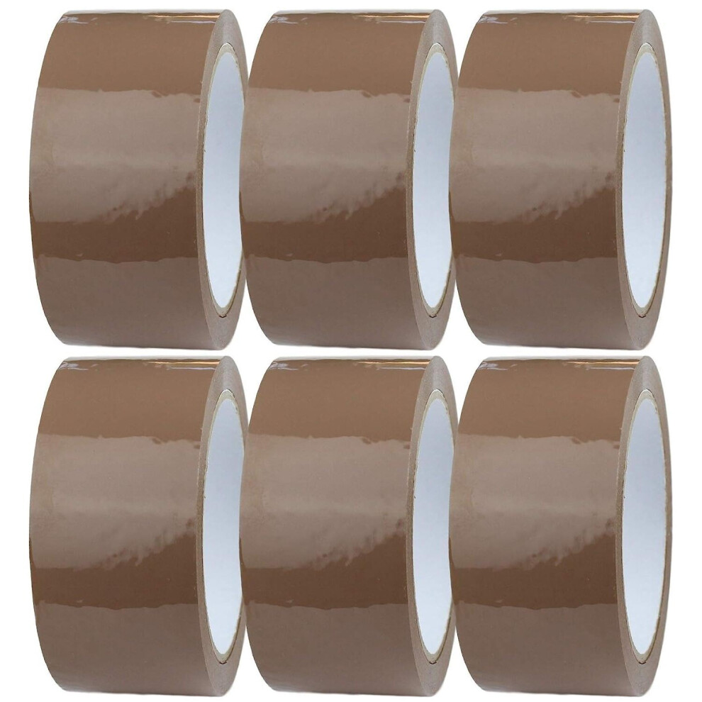 (48mm X 132m) 6 X Brown Packaging Tape Rolls Packaging Tape for Packing Parcels, Boxes, Postage