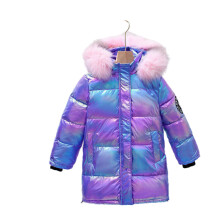 (Purple, 6-7 Years) Kids Girls Winter Coat Hooded Fur Parka Jackets