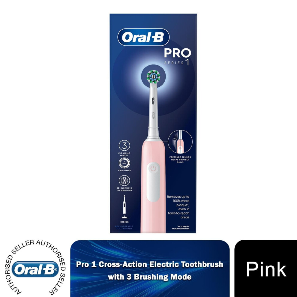 (Pink) Oral-B Pro 1 Cross-Action Electric Toothbrush