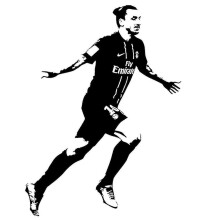 Ibrahimovic Soccer Star Wall Stickers Murals Waterproof 58x43cm