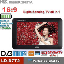 Leadstar 7inch 16:9 Tft Dvbt2/dvbt Digital & Analog Mini Led Hd Portable Tv All In 1 Support Usb Rec