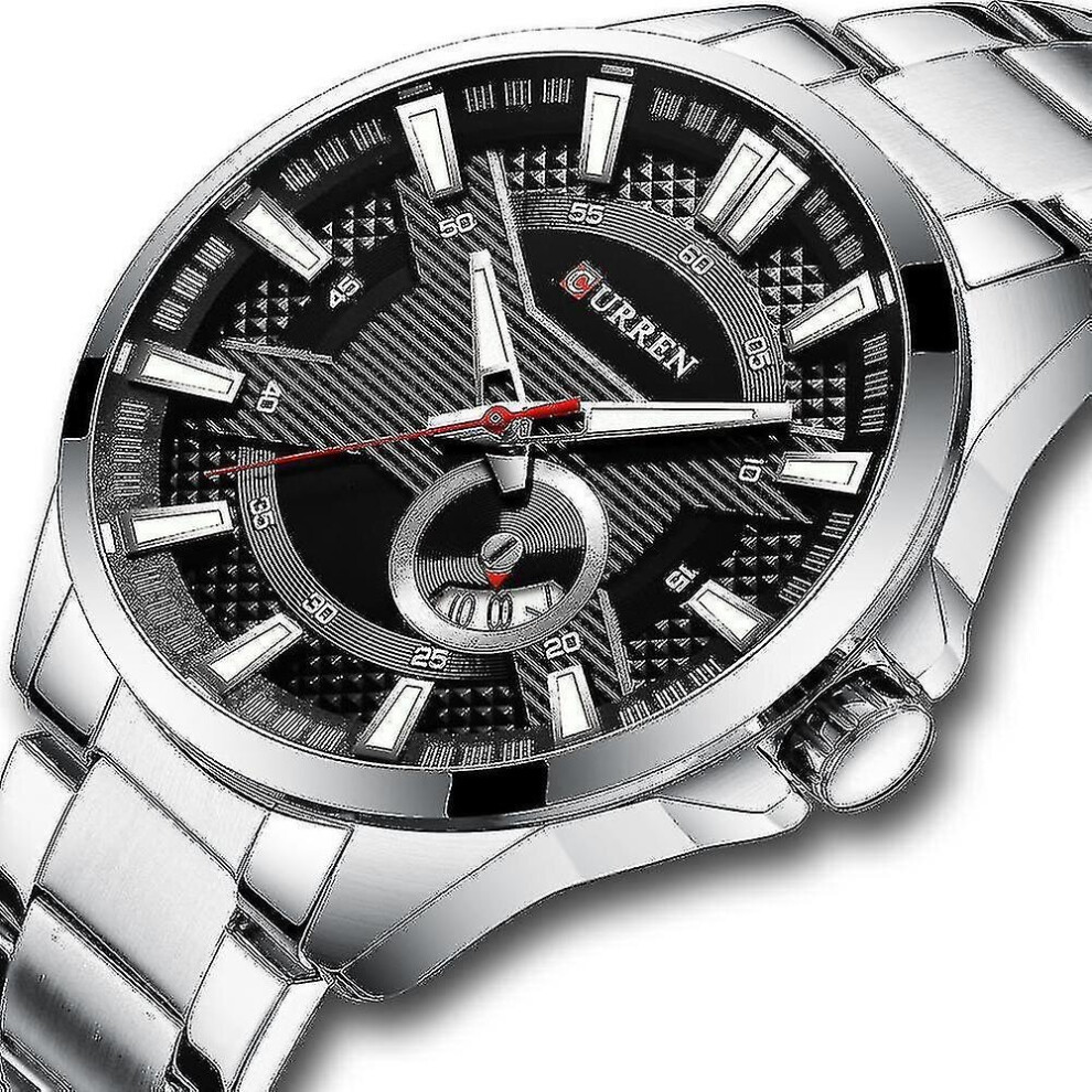 CURREN 8372 Calendar Luminous Display Men Wrist Watch Full Steel Quartz Watch-image-OPC-PC26V6N-NEW