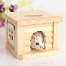 Pet Flat Roof Wooden House Hut Pets Cage For Small Animal Rabbit Hamster