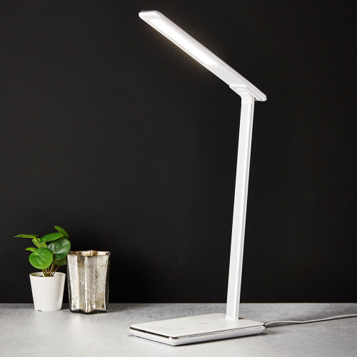 Trueshopping White Desk Lamp with Wireless & USB Phone Charger 1