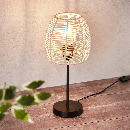 Trueshopping Contrast Rattan Table Lamp with Black Base 2