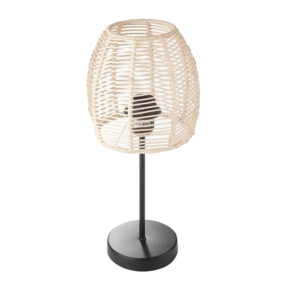 Contrast Rattan Table Lamp with Black Base