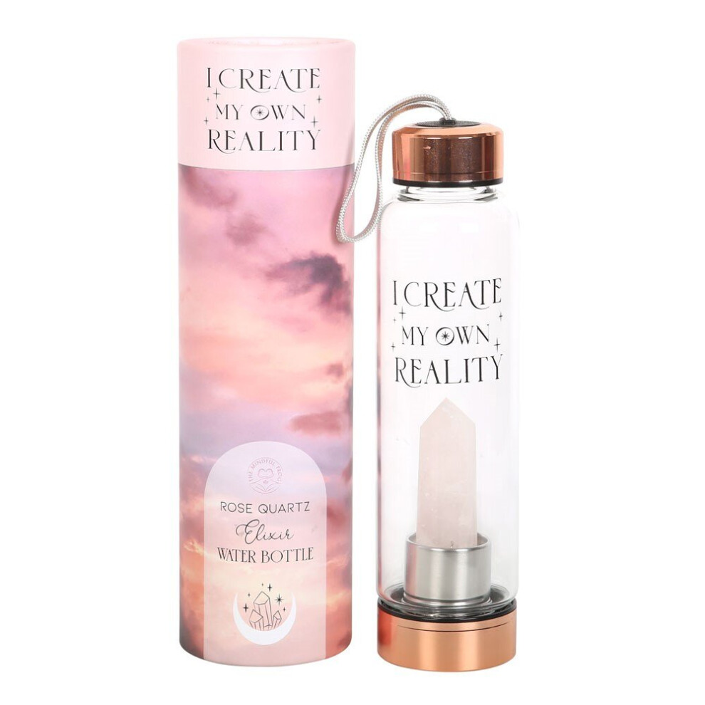 Rose Quartz Create My Own Reality Glass Water Bottle-image-OPC-PC26WVW-NEW