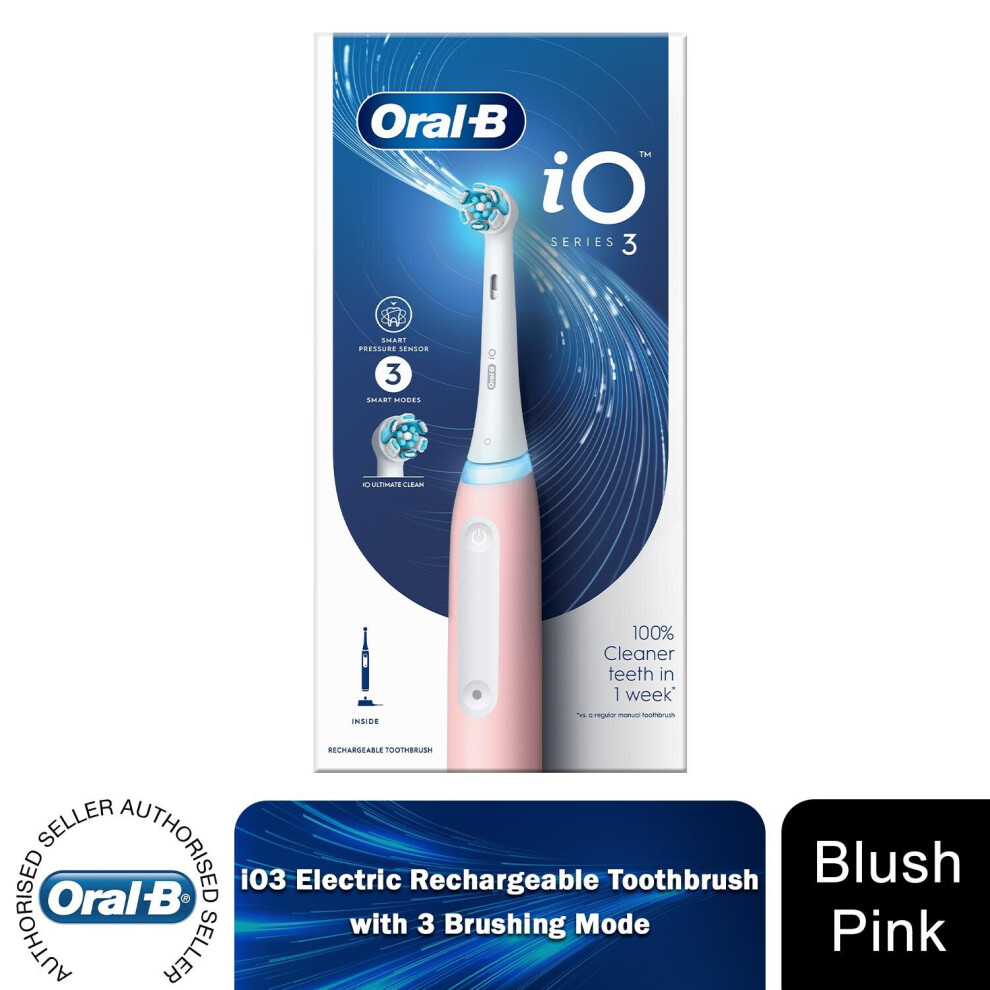 (Blush Pink) Oral-B iO3 Electric Rechargeable Toothbrush