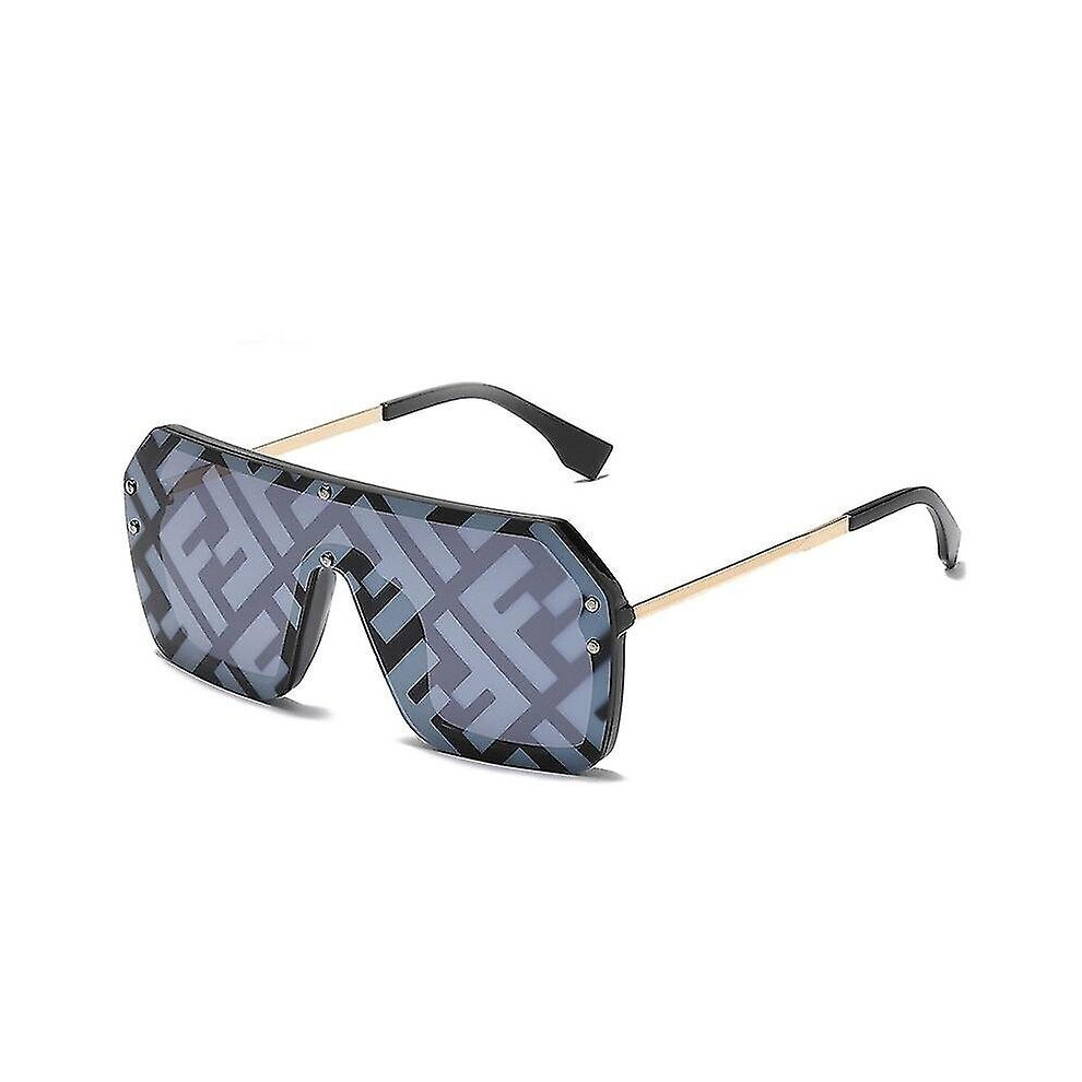 New Large Frame Trend Letter Sunglasses Personality Conjoined Watermark Lens Men And Women Fashion All-match Sunglasses