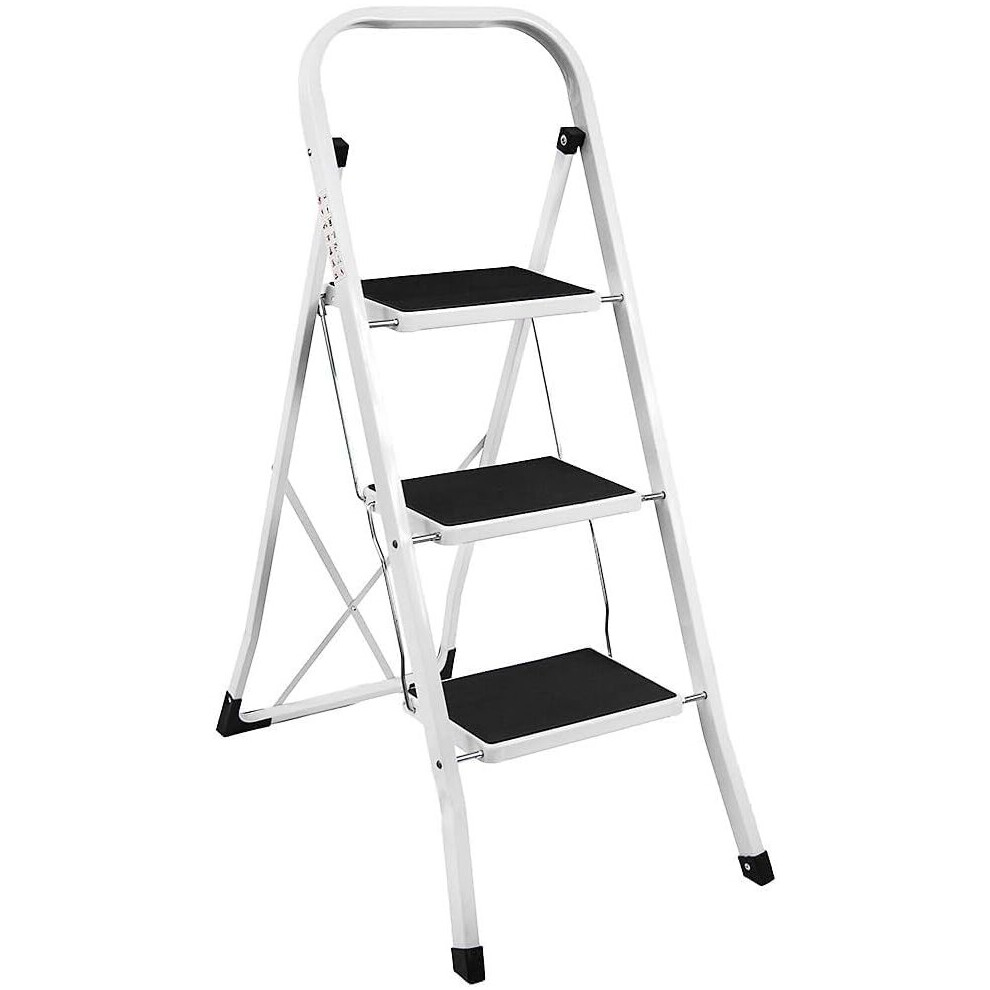 (3 Step) MantraRaj 2 3 and 4 Step Ladder Folding Step Stool Multi-Use for Household Heavy Duty Handgrip Anti Slip Pedal Sturdy Lightweight