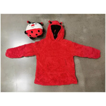 (Ladybug) Kids Blanket Hoodie Oversized Plush Giant Sweatshirt Winter Fleece Warm Hooded
