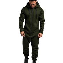 (ArmyGreen, 3XL) Mens Long Sleeve Camouflage Onesie Jumpsuit Tracksuit Zipper Overalls Fitness
