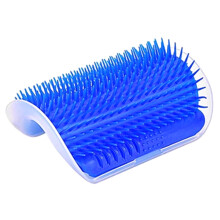 (Blue) Massage Brush Cat Self Groomer Wall Corner Soft Tickling Face Scratcher Comb