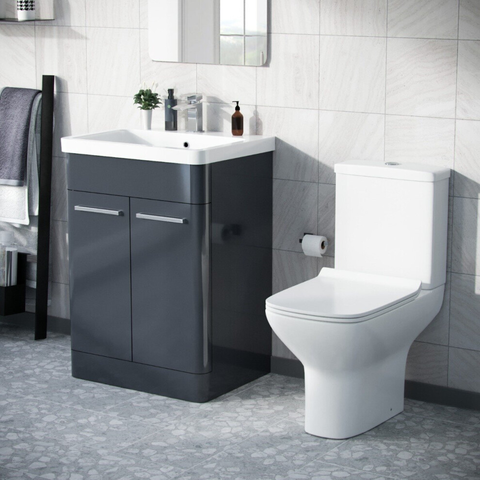 Afern 600mm Floorstanding Vanity Basin Rimless Close Coupled Toilet Anthracite